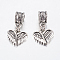 Tibetan Style Alloy European Dangle Charms, Large Hole Pendants, Wing & Heart, Antique Silver, 23mm, Pendant: 12x13x2mm, Hole: 4.5mm
