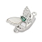 Brass Box Clasps, Cadmium Free & Nickel Free & Lead Free, with Glass and Shell, Butterfly, Platinum, 11x17x10mm, Hole: 1.4mm