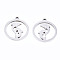 Non-Tarnish 201 Stainless Steel Pendants, Laser Cut, Ring with Dolphin, Stainless Steel Color, 17.5x15.5x1mm, Hole: 1.4mm