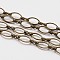 3.28 Feet Brass Handmade Chains, Marquise Link Chains, Unwelded, Horse Eye, Nickel Free, Antique Bronze, 12x6x1mm, 3 Shape Clasp: 1.2x7.5x3mm