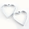 Rack Plating Alloy Heart Open Back Bezel Pendants, For DIY UV Resin, Epoxy Resin, Pressed Flower Jewelry, Cadmium Free & Nickel Free & Lead Free, Platinum, 34x30.2x3.7mm, Hole: 3mm