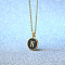 Alloy Black Enamel Flat Round with Letter Pendant Necklaces for Women, Golden, Letter N, 17.72 inch(45cm)