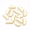 Brass Chandelier Components Links, Nickel Free, Real 18K Gold Plated, Flat Half Round, 11x21x1mm, Hole: 1mm