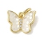 Brass Micro Pave Cubic Zirconia Charms, with Resin, Butterfly, Real 14K Gold Plated, with Jump Ring, White, 9x11x2mm, Hole: 3mm
