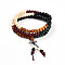 Dual-use Items, Wrap Style Buddhist Jewelry Dyed Wood Round Beaded Bracelets or Necklaces, Colorful, 520mm, 108pcs/bracelet