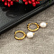 Fashionable Stainless Steel Imitation Pearl Hoop Earrings for Women's Party Outfits, Golden, 16x8mm