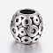304 Stainless Steel European Beads Enamel Settings, Barrel, Large Hole Beads, Antique Silver, Tray: 0.8~1.5mm, 11x10mm, Hole: 5mm