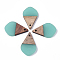 Resin & Wood Pendants, Teardrop, Medium Turquoise, 28x18x3mm, Hole: 2mm