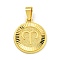 Brass Pendants, Cadmium Free & Nickel Free & Lead Free, Real 18K Gold Plated, Flat Round with Constellations, Aries, 24x20.5x2mm, Hole: 8x3.5mm