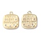 Brass Micro Pave Cubic Zirconia Pendants, Cadmium Free & Nickel Free & Lead Free, Square with Word Charms, Real 18K Gold Plated, 15.5x13x1.5mm, Hole: 1.8mm