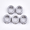 Handmade Porcelain Bead Frames, Bright Glazed Porcelain, Oval, Gray, 16x12.5x5.5mm, Hole: 2mm