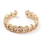 Brass Clear Cubic Zirconia Cuff Rings, Open Rings, Long-Lasting Plated, Polygon, Real 18K Gold Plated, 3.8mm, Inner Diameter: 17mm