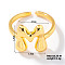 Fashionable Letter Brass Open Cuff for Women, Golden, European and American Style, Letter M, Inner Diameter: 17mm