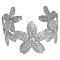 European and American Style Flower 304 Stainless Steel  Cuff Bangles for Women, Stainless Steel Color, Inner Diameter: 2-3/8 inch(6.1cm)
