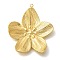 304 Stainless Steel Pendants, Flower Charm, Real 18K Gold Plated, 34x31x4mm, Hole: 1.4mm