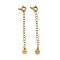 925 Sterling Silver Chain Extenders, with Spring Ring Clasps & Charms, Flat Round, Antique Golden, 60x5.8mm, Hole: 2.6mm