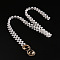 Alloy & Acrylic Imitation Pearl Beaded Elastic Chain Belts, White, Golden, Ring, 600~800mm