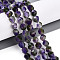 Dyed Natural White Jade Beads Strands, Two Tone, Faceted, Star Cut Round Beads, Indigo, 7~8x6~7.5x6~7.5mm, Hole: 1mm, about 48~49pcs/strand, 14.17~15.35''(36~39cm)