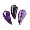 Natural Amethyst Pendants, Horn Charms, 39~40x18~18.5x6.5~8mm, Hole: 1.2mm