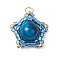 Natural Tiger Eye(Dyed & Heated) & Handmade Glass Seed Beaded Star Pendants, with Jump Rings, Golden, Sky Blue, 16~16.5x17x8~8.5mm, Hole: 3mm