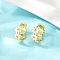 Brass Enamel Hoop Earrings, Flower, Cadmium Free & Lead Free, Rack Plating, Long-Lasting Plated, Real 18K Gold Plated, 17x7.5mm