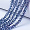 Electroplate Glass Beads Strands, AB Color Plated, Faceted, Rondelle, Marine Blue, 4x3mm, Hole: 0.4mm, about 110~115pcs/strand, 39~40cm