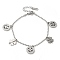 Rhinestone Clover Charm Bracelet, with 304 Stainless Steel Ball Chains, Stainless Steel Color, 7-1/4 inch(18.5cm)