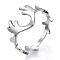 Non-Tarnish 304 Stainless Steel Deer Antler Adjustable Ring for Women, Stainless Steel Color, US Size 6 1/2(16.9mm)