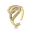 Brass with Cubic Zirconia Open Cuff Rings for Women, Cadmium Free & Nickel Free & Lead Free, Real 18K Gold Plated, 7~22.5mm, Inner Diameter: 23.5mm