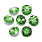 Pointed Back Glass Rhinestone Cabochons, Back Plated, Faceted, Flat Round, Light Green, 8x3.5mm
