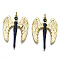 Brass Micro Pave Colorful Cubic Zirconia Pendants, with Jump Rings, Nickel Free, Wing, Real 16K Gold Plated, 37x25.5x3mm, Jump Ring: 5x1mm, Inner Diameter: 3mm