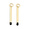 Brass Enamel Pendants, with Jump Rings, Cadmium Free & Lead Free, Matchstick Charms, Real 18K Gold Plated, Black, 26.5mm, Hole: 3.5mm