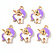 Alloy Enamel Pendants, Unicorn, Light Gold, Lilac, 20x15x3.5mm, Hole: 2.0mm
