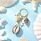 Iron & Brass Keychain, with  Spiral Shell, Ocean Theme, Golden, 86mm