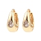 Brass Micro Pave Cubic Zirconia Hoop Earring, Ring, Light Gold, 12x5mm