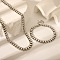 Stainless Steel Bean Link Chain Necklaces & Bracelets Sets for Unisex, Elegant Jewelry Collection, Stainless Steel Color