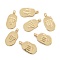 Brass Pendants, Long-Lasting Plated, Oval with Constellation, Real 18K Gold Plated, Virgo, 24x12.5x2mm, Hole: 3.5x1.5mm