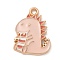 Alloy Enamel Pendants, Light Gold, Cadmium Free & Lead Free, Dinosaur Charm, Pink, 21x15.5x2mm, Hole: 1.8mm