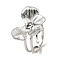 Non-Tarnish 304 Stainless Steel Open Cuff Rings, Butterfly, Stainless Steel Color, US Size 6 1/2(16.9mm)