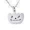 Non-Tarnish Halloween Theme, 201 Stainless Steel Pendants Necklaces, with Cable Chains and Lobster Claw Clasps, Pumpkin Jack-O'-Lantern, Stainless Steel Color, 15-3/4 inch(40cm), 1.5mm