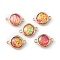 Resin Imitation Opal Connector Charms, with Golden Tone Alloy Findings, Flat Round Links, Hot Pink, 20x14x6mm, Hole: 1.8mm