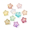 UV Platig Transparent Resin Enamel Beads, Star with Word Good Luck, Frosted, Mixed Color, 15.5x17x11mm, Hole: 1.4mm