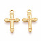 304 Stainless Steel Pendants, Ion Plating(IP), Cross Charms, Real 18K Gold Plated, 20x13x2mm, Hole: 2mm