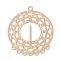 Brass Chandelier Component Links, Long-Lasting Plated, Cadmium Free & Nickel Free & Lead Free, Etched Metal Embellishments, Flat Round, Light Gold, 29x25x0.3mm, Hole: 1.5mm & 0.8mm