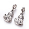 304 Stainless Steel Pendants, Large Hole Pendants, Saint, Antique Silver, 32.5mm, Hole: 5.2mm, Pendant: 22x15.5x2.4mm