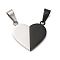 PVD Vacuum Plating 304 Stainless Steel Split Pendants, Couple Pendants, Heart Charm, Electrophoresis Black & Stainless Steel Color, 23x24.2x3mm, Hole: 9x5.5mm