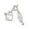 Brass Micro Pave Clear Cubic Zirconia Spring Ring Clasps, Cadmium Free & Nickel Free & Lead Free, with Natural White Shell, Butterfly, Platinum, 45mm