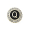 Letter Enamel Pins, Alloy Brooches for Backpack Clothes, with Clear Cubic Zirconia , Letter Q, 17.8x17mm