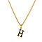 304 Stainless Steel Black Enamel Initial Pendant Twisted Chain Necklaces, Golden, Letter H, 15.75 inch(40cm)