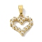 Ion Plating(IP) 304 Stainless Steel Micro Pave Cubic Zirconia Pendants, Heart Charms, Golden, 11.5x11x2.5mm, Hole: 4x2.5mm